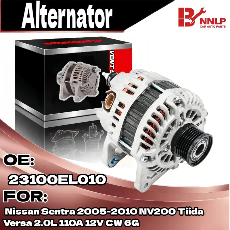 

Alternator for Nissan Sentra 2005-2010 NV200 Tiida Versa 2.0L 110A 12V CW 6G 23100EL010
