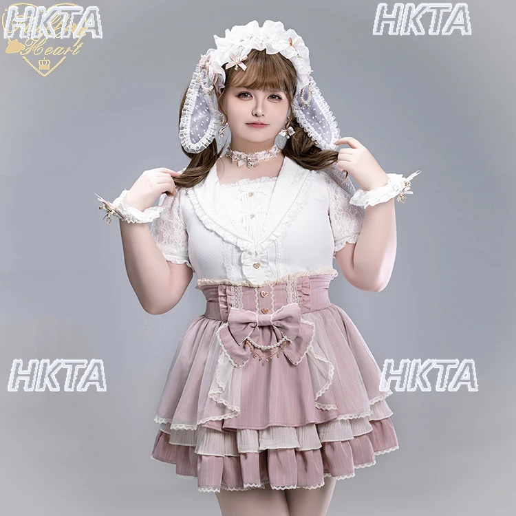 

Japanese Style Sweet High Waist Lace Striped Ruched Cake Black Skirt Women Autumn Bow Stitching Lolita A Line Mini Skirts Female