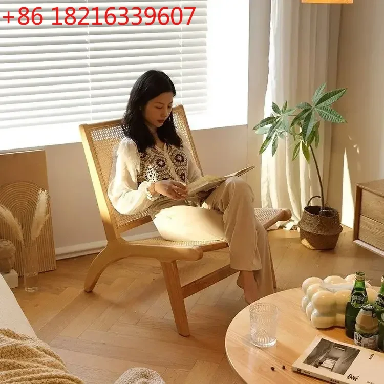 YAO Sofa Chair, Solid Wood, Rattan, Recliner, Leisure, Home, Homestay, Single, Lazy, Sofa Balcony, Living Room
