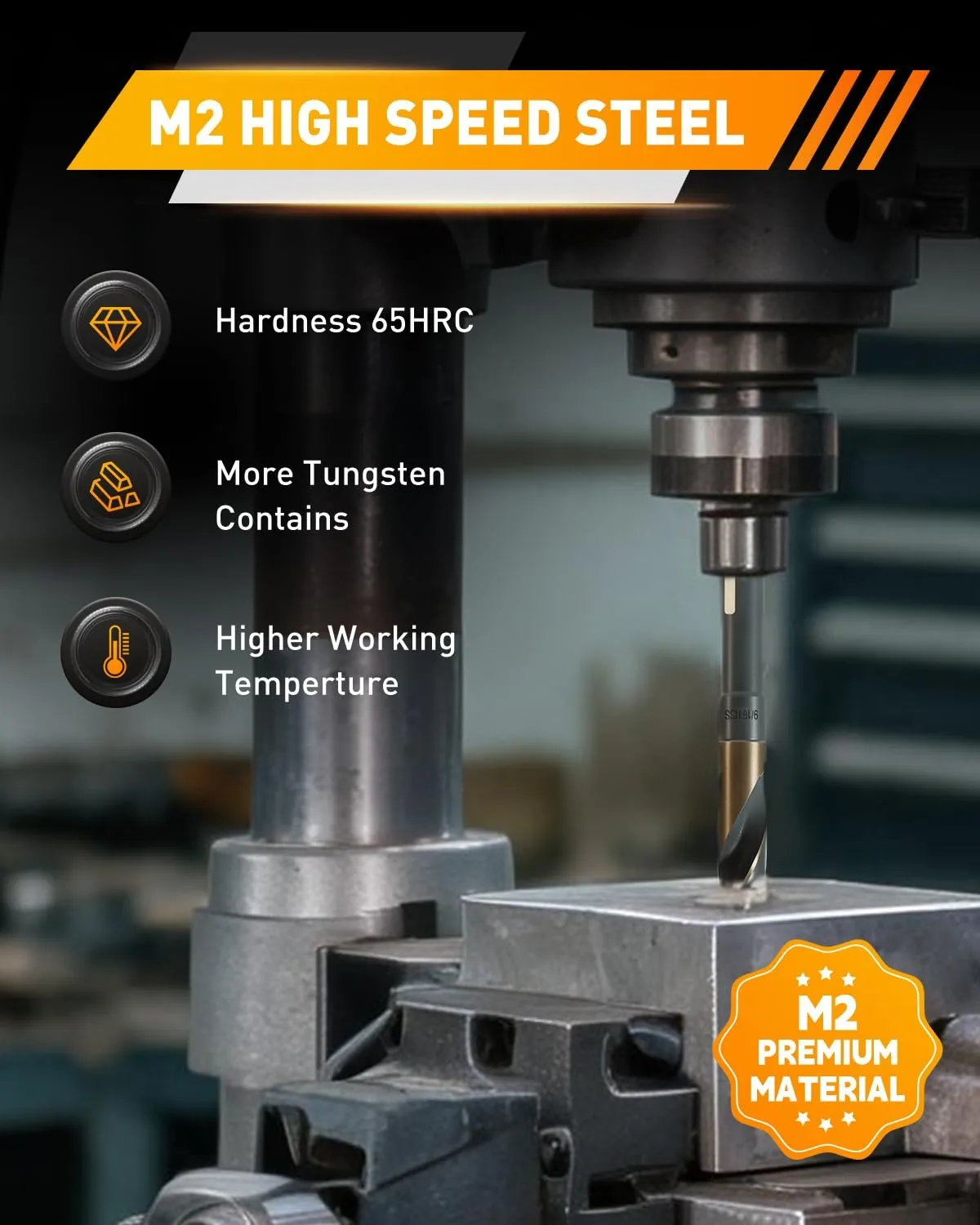 Reduced Shank Drill Bit Set, 8 Sizes from 9/16