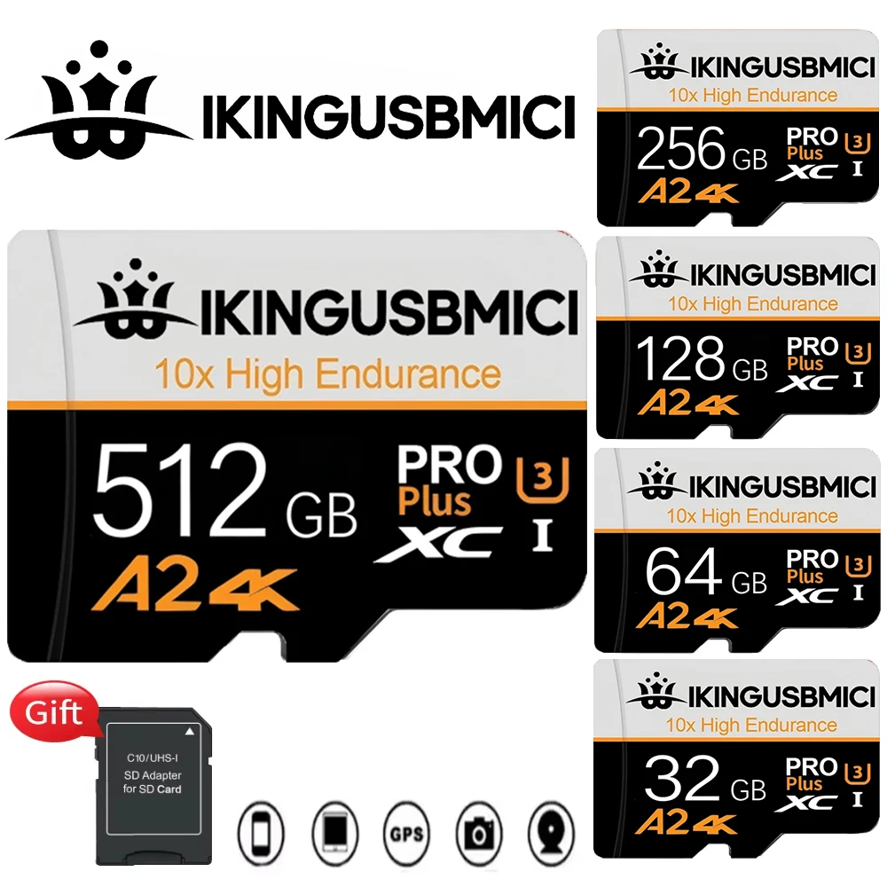 

64GB 128GB 512GB TF Cards SD Cards Micro TF Card Memory Card UHS-I High Speed Waterproof 4K High Speed for Smartphone / PC / Mac