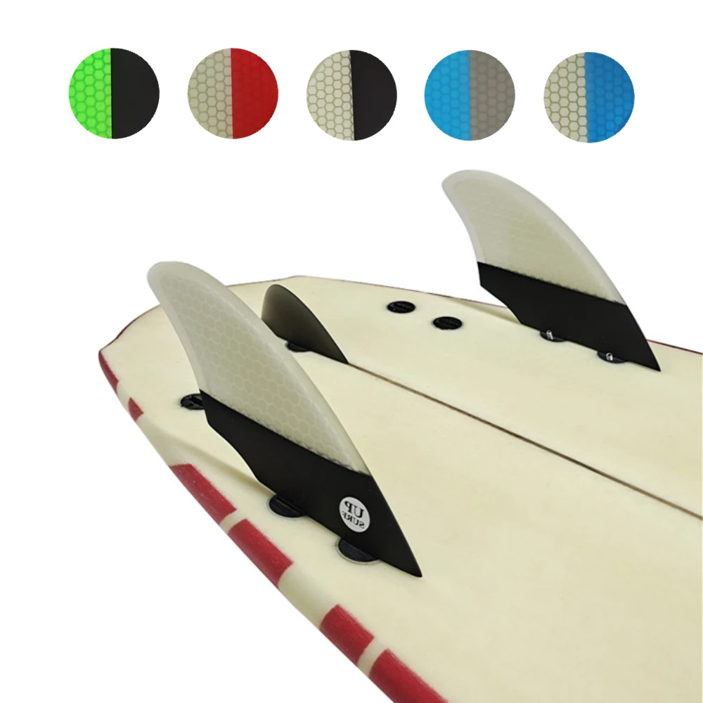 UPSURF-FCS Twin Keel Fins, 2 Fins, Double Tabs Base, Surfboard Fins, Honeycomb Fiber, Surf Twin Fins for Fish Boards