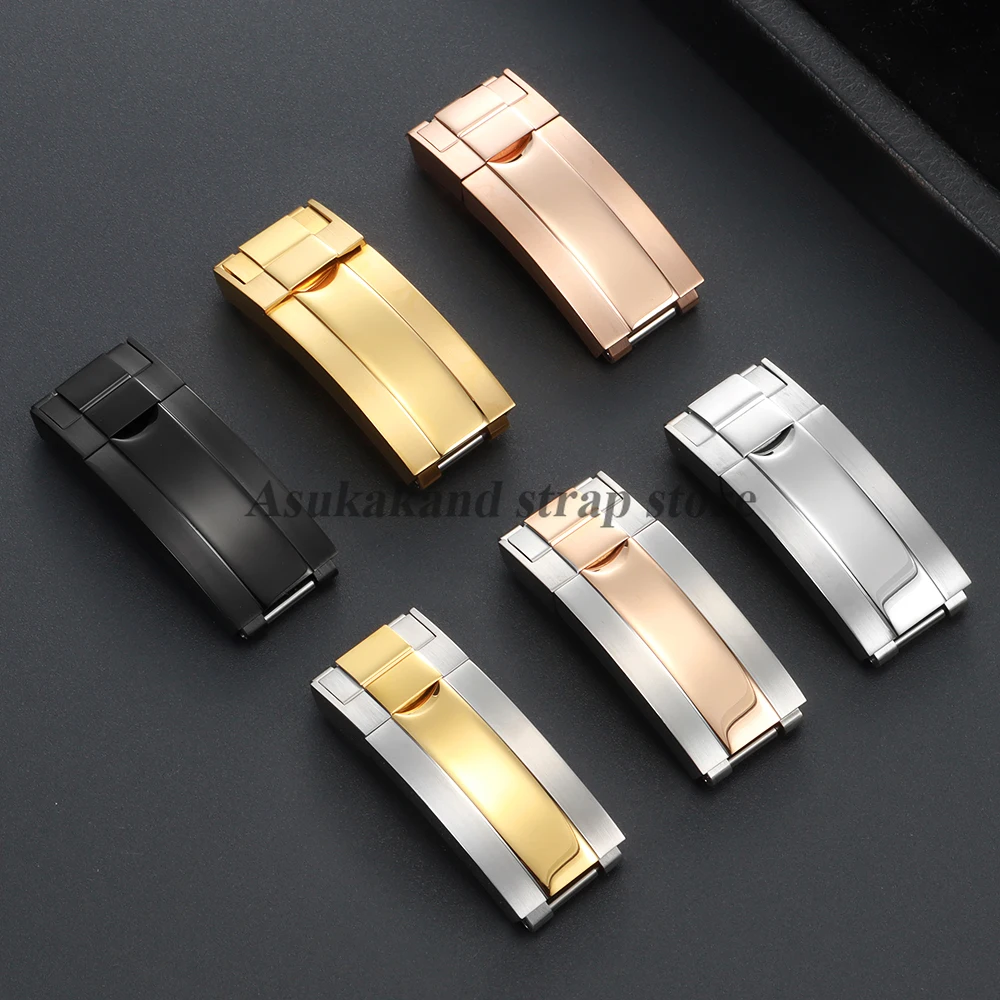 9x9mm Silver Gold Watch Buckle for Rolex DAYTONA SUBMARINER GMT WatchBand Clasp Stainless Steel Fine-tuning Pull Button Buckle