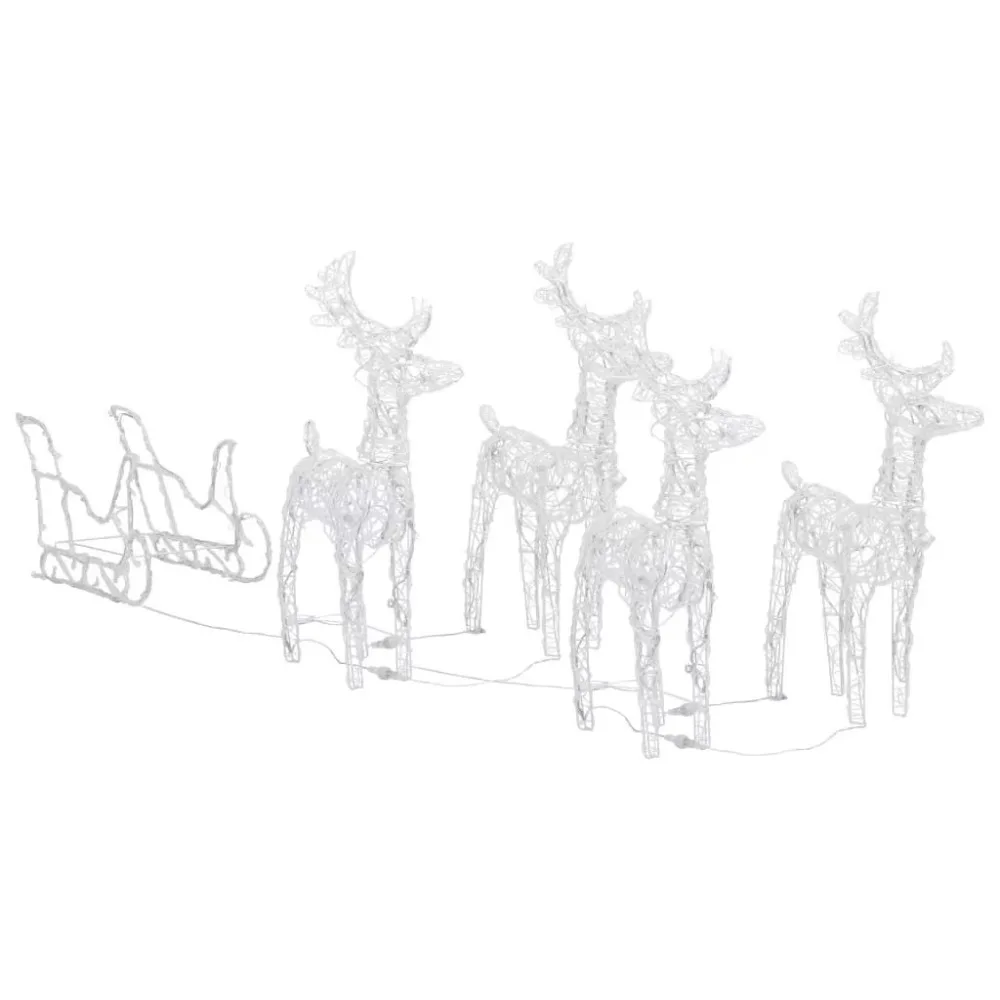 

Acrylic Christmas Decoration 110.2"x11"x21.7" Reindeer & Sleigh Ornament