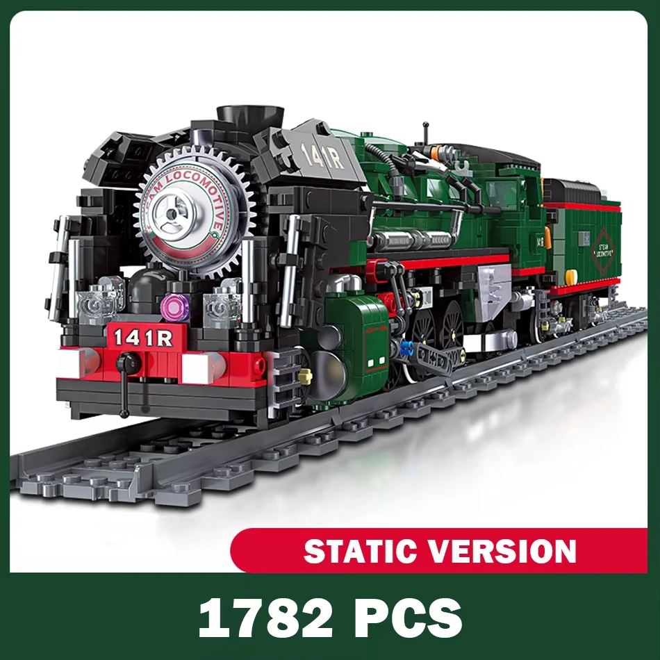 

City Railway Steam Locomotive French SNCF Class 141R Model Building Blocks MOC Train Track Bricks Toys for Boys Kids Adults Gift