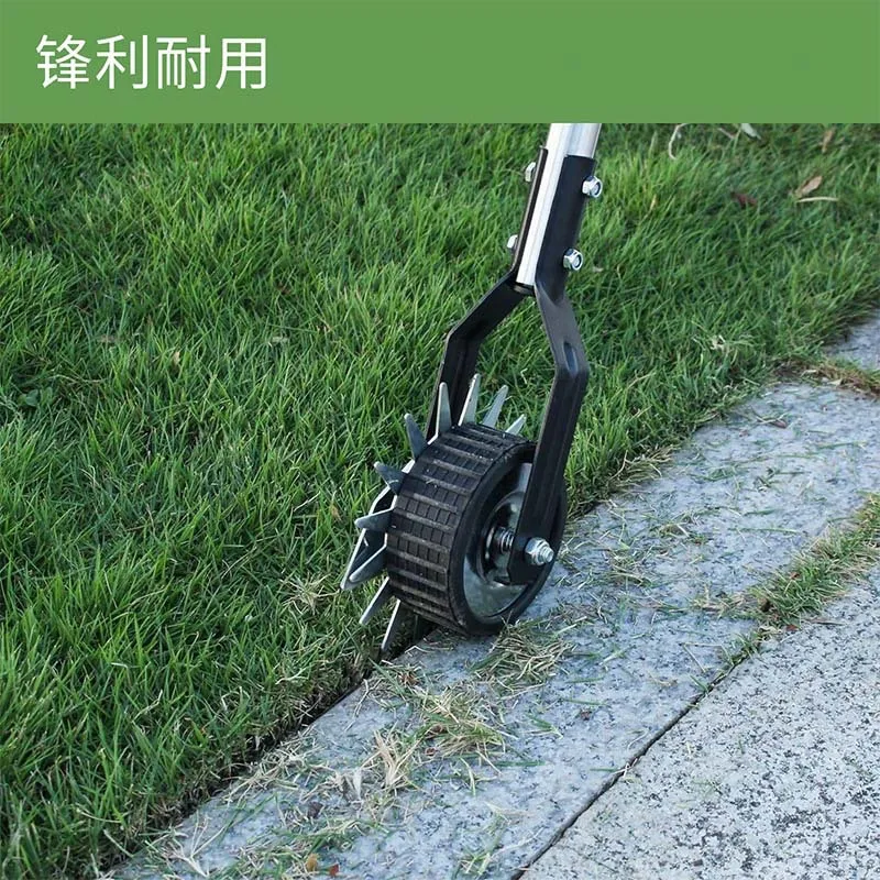 Wheeled rotary lawn edger, removable manual edger, weed tool