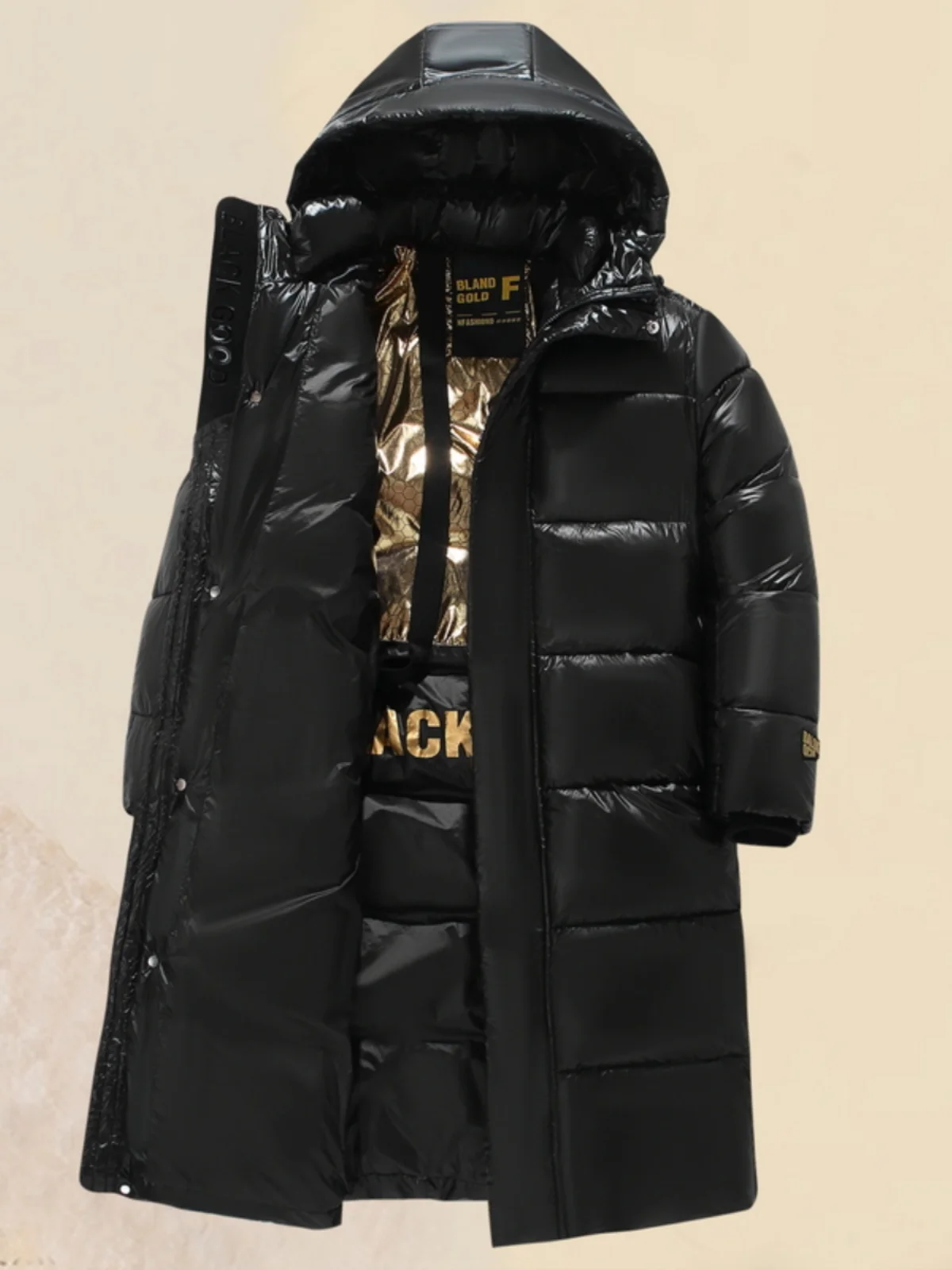 Thickened down Jacket Men's Winter Coat Youth Casual Standard Fit Printed Long Zipper Warmth Ultra Cold Resistant over Knee