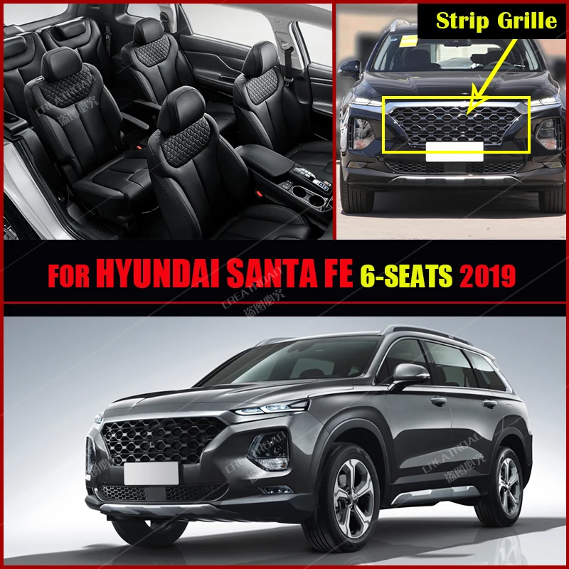 Custom Carbon Fibre style Floor Mats For Hyundai Santa Fe 6 Seats 2019 Foot Carpet Cover Automobile Interior Accessories