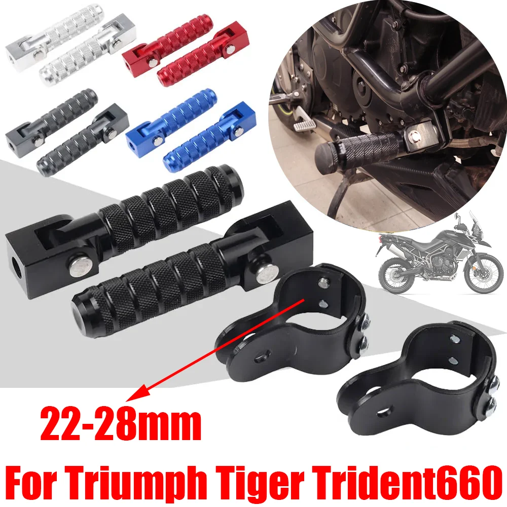 

For Triumph Tiger 800 850 900 1050 1200 Tiger800 Trident 660 Accessories Highway Footrest Foot Pegs Pedals Folding Footpeg Clamp