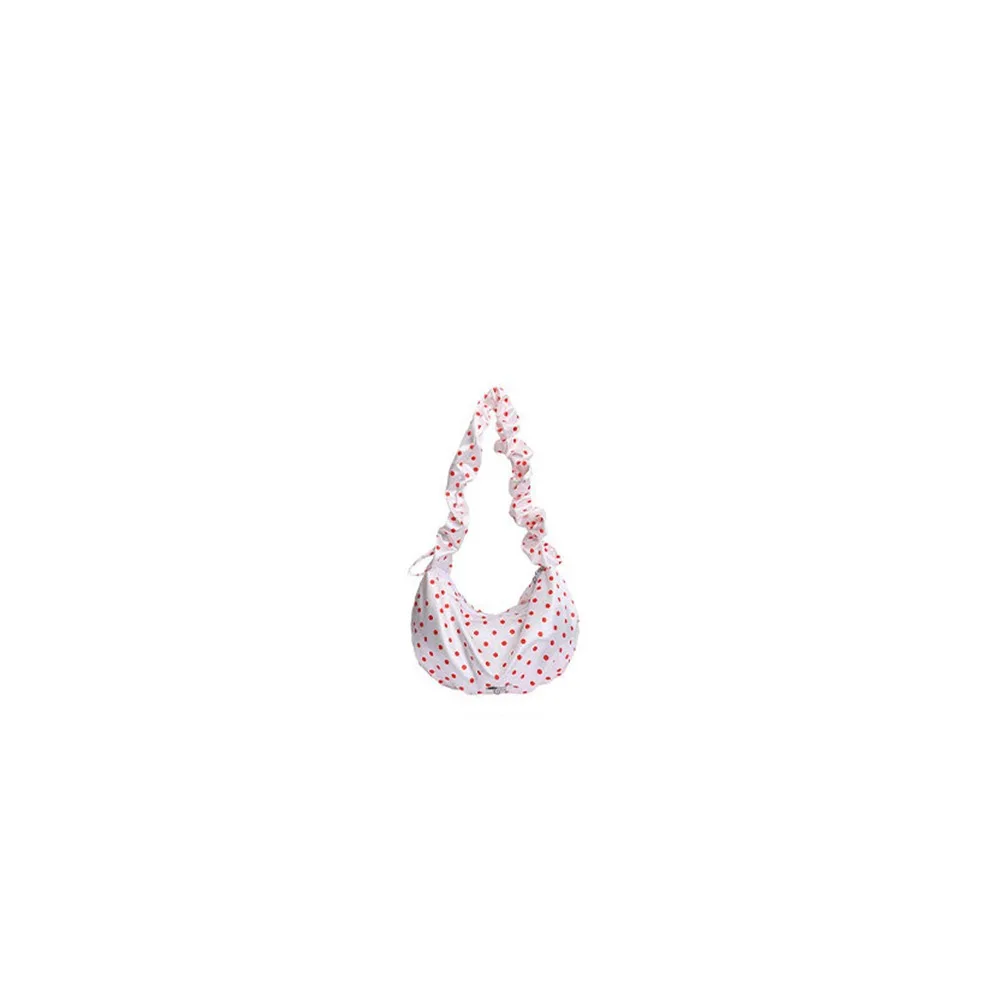 

Fashion Polka Dot Shoulder Bag Zipper Large Capacity Dumpling Bags Pleated Lace Underarm Bag