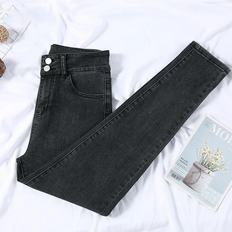 Vintage Skinny Stretch Pencil Jeans Women Casual High Waist Streetwear Denim Pants Spring Fall Vaqueros Korean Kot Pantolon New