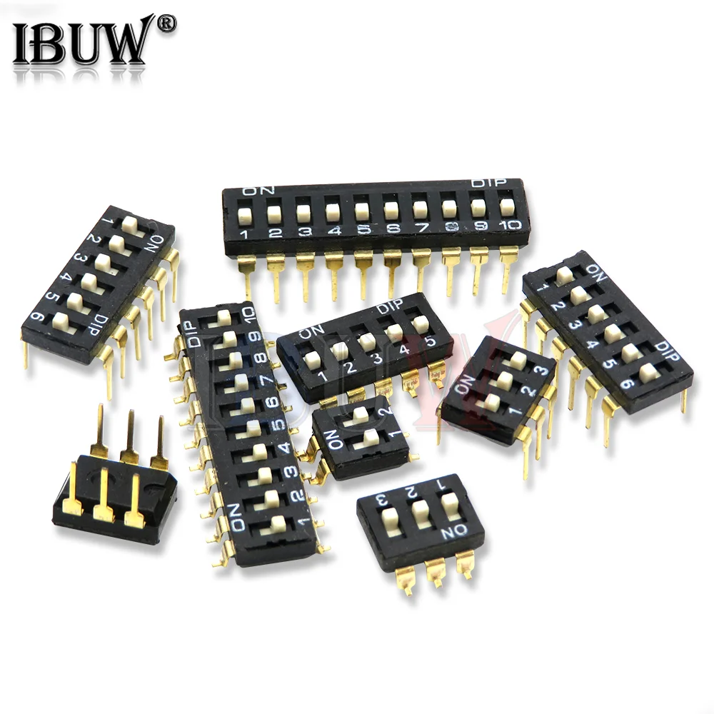 10PCS Slide Type Switch Module 1 ~ 12 Bit 2.54mm Position Way DIP Blue Pitch Toggle Switch Blue Snap Switch For PCB 8PIN 6PIN