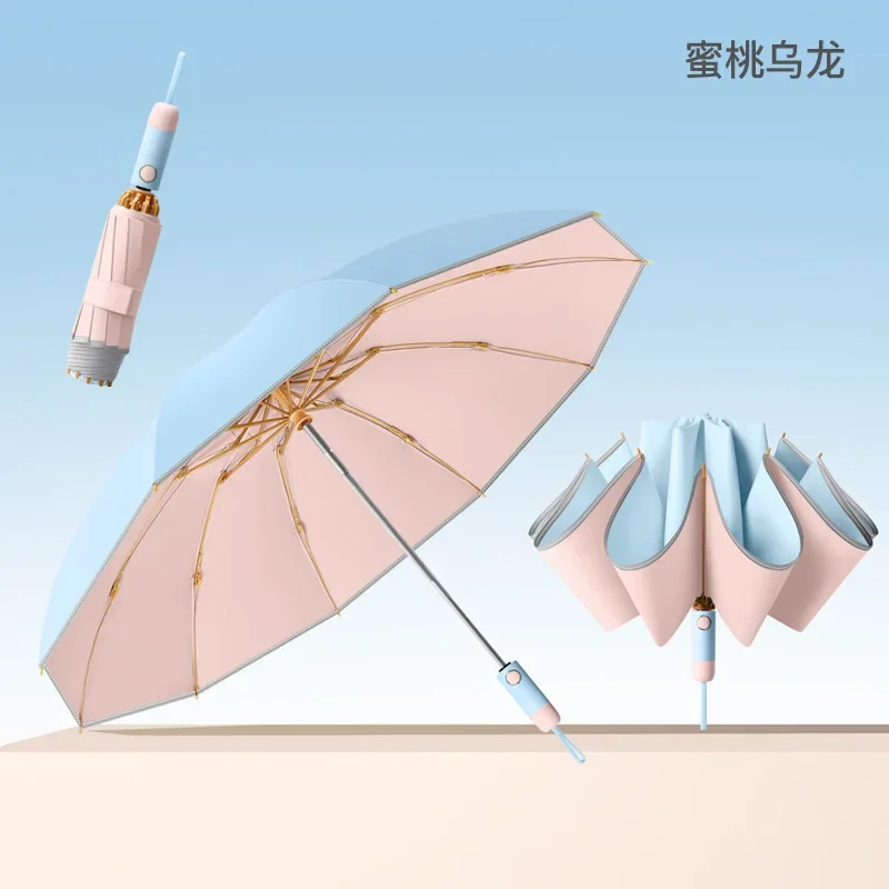 

Color Coating Windproof Umbrellas Automatic Reverse Folding Umbrella, Sun UV UPF50+ Protection Rain Umbrellas for Women