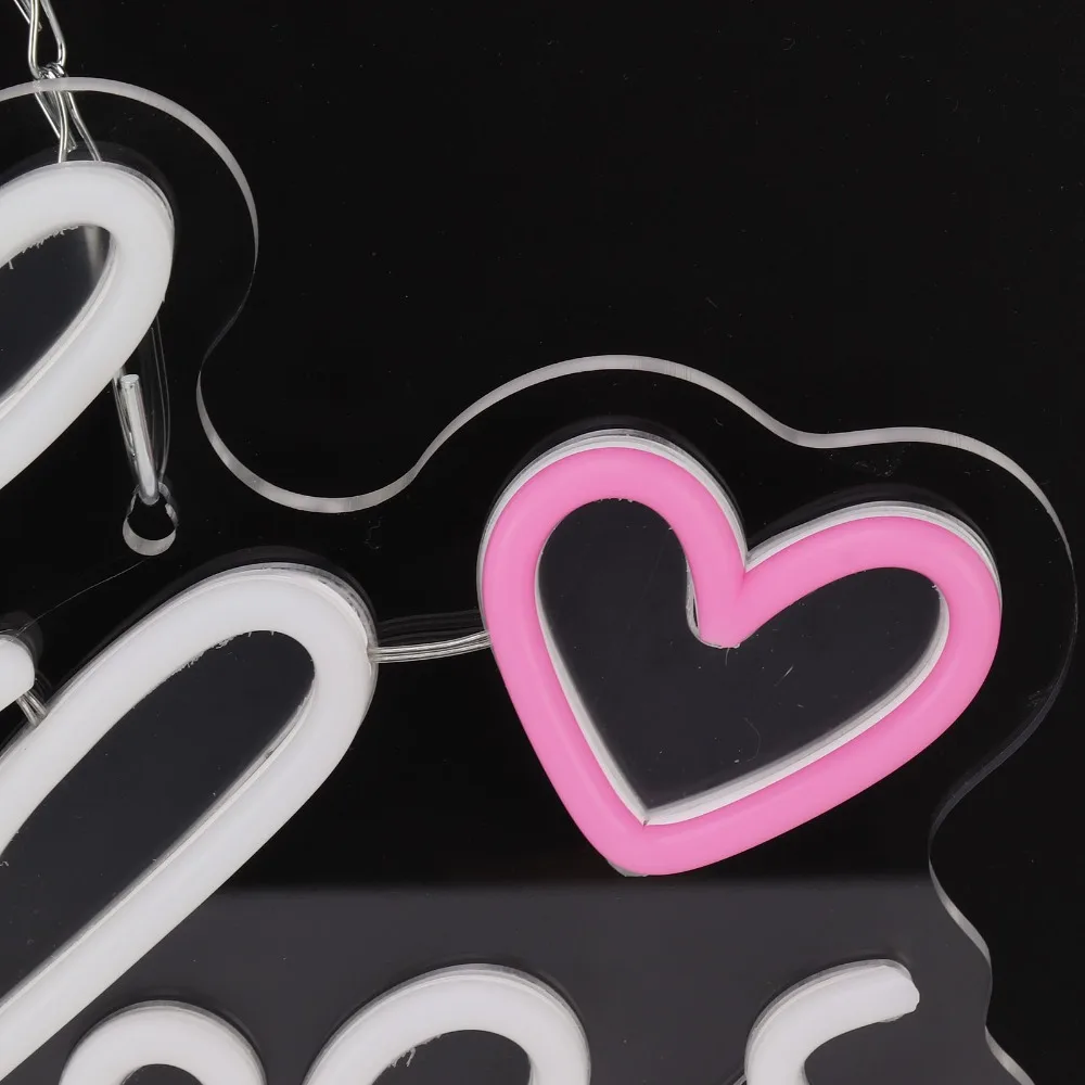 Aesthetic Good Vibes LED Neon Sign PC Material USB Powered Neon Wall Decor Hanging Chain Ice Blue Light Neon Lamp Bedroom Decor