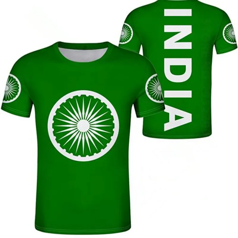 India T Shirt Diy Free Custom Made Name Number Ind T-shirt Nation Flag Hindi Country Republic Indian College Print Photo Clothes