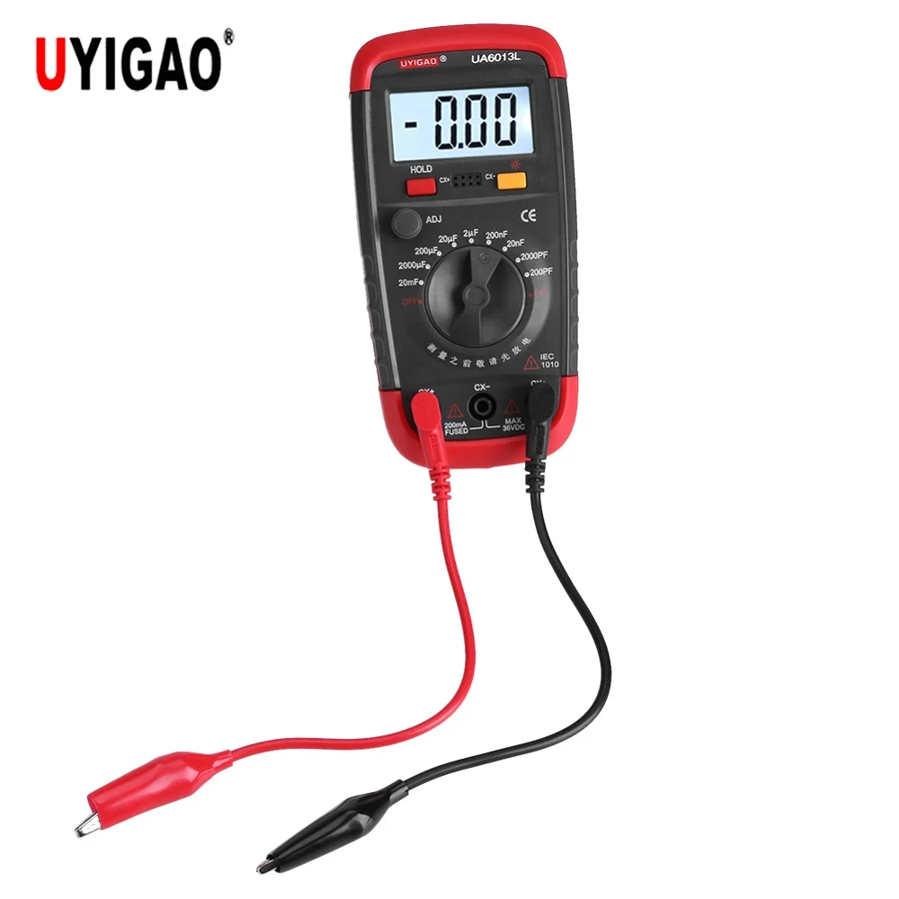 UYIGAO Medidor de Capacitância Digital Profissional, Capacitor Tester, Retenção de Dados Ferramenta Eletrônica de Diagnóstico, 200pF-20mF, UA6013L