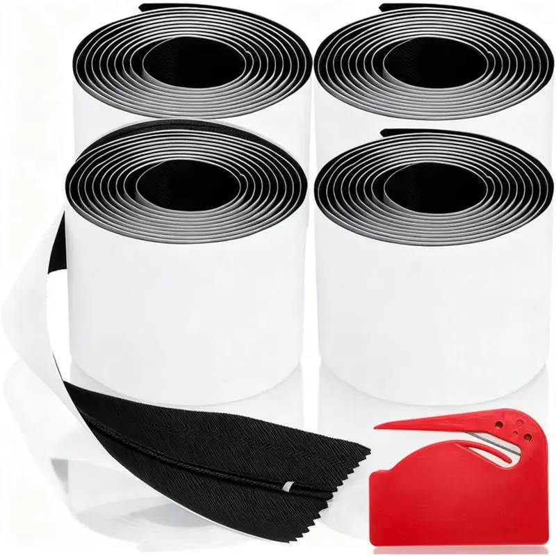 

【NOW SAVE】Zipper,With Plastic Sheeting Cutter, 4 Pack Dust Protectors Double Sided Self-Adhesive Dust Proof Doors For Indoor Out