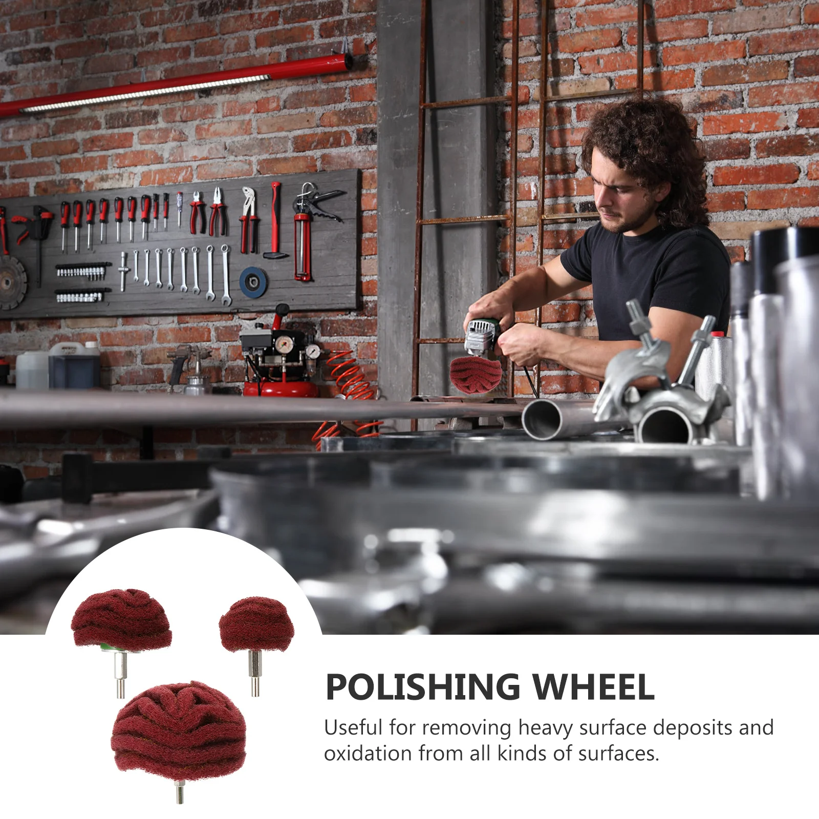 

3pcs 6Mm Grinding Head Polishing Wheel Fly Wing Scouring Pad For Rust Deburring Surface Polishing Rotary Tool Accessories