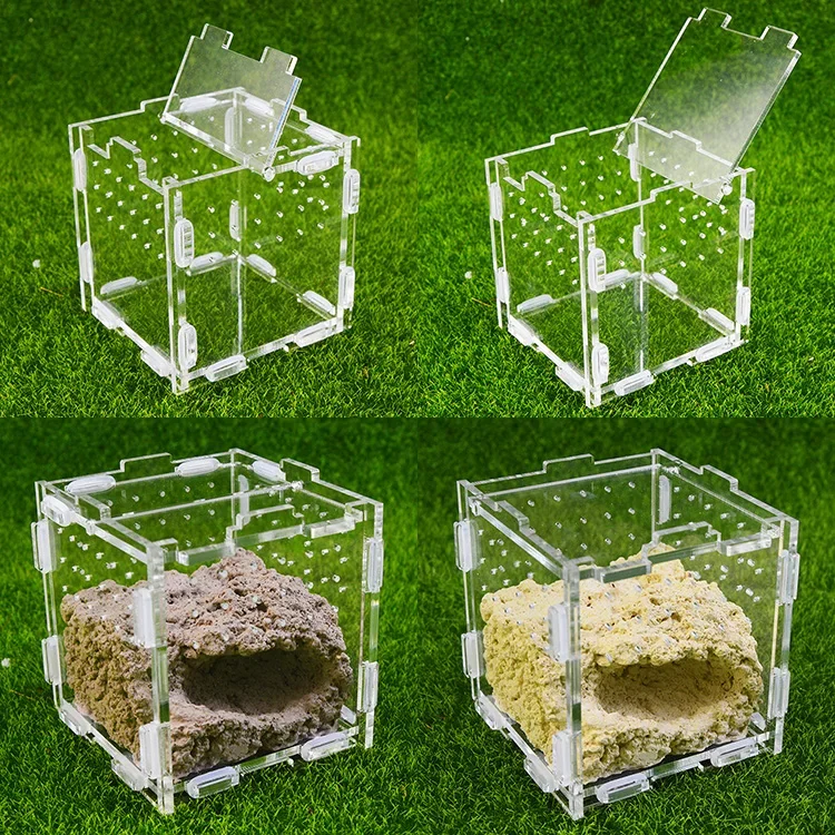 Stackable Acrylic Assembly Reptile Feeding Box Ants Spiders Crawling Pets Avoiding Cave Ant Nests Insect Box Ants Farm House