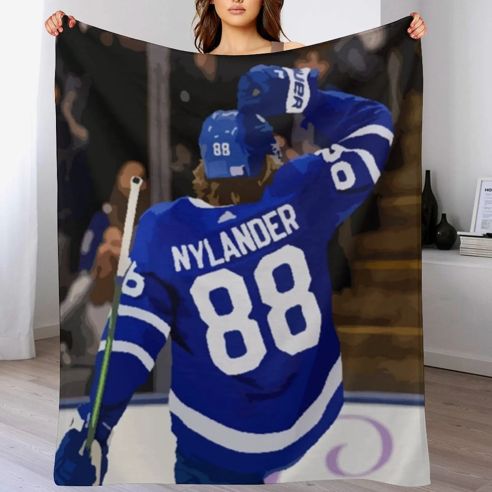 

William Nylander Goal Celebration Painting Throw Blanket Quilt manga Blankets