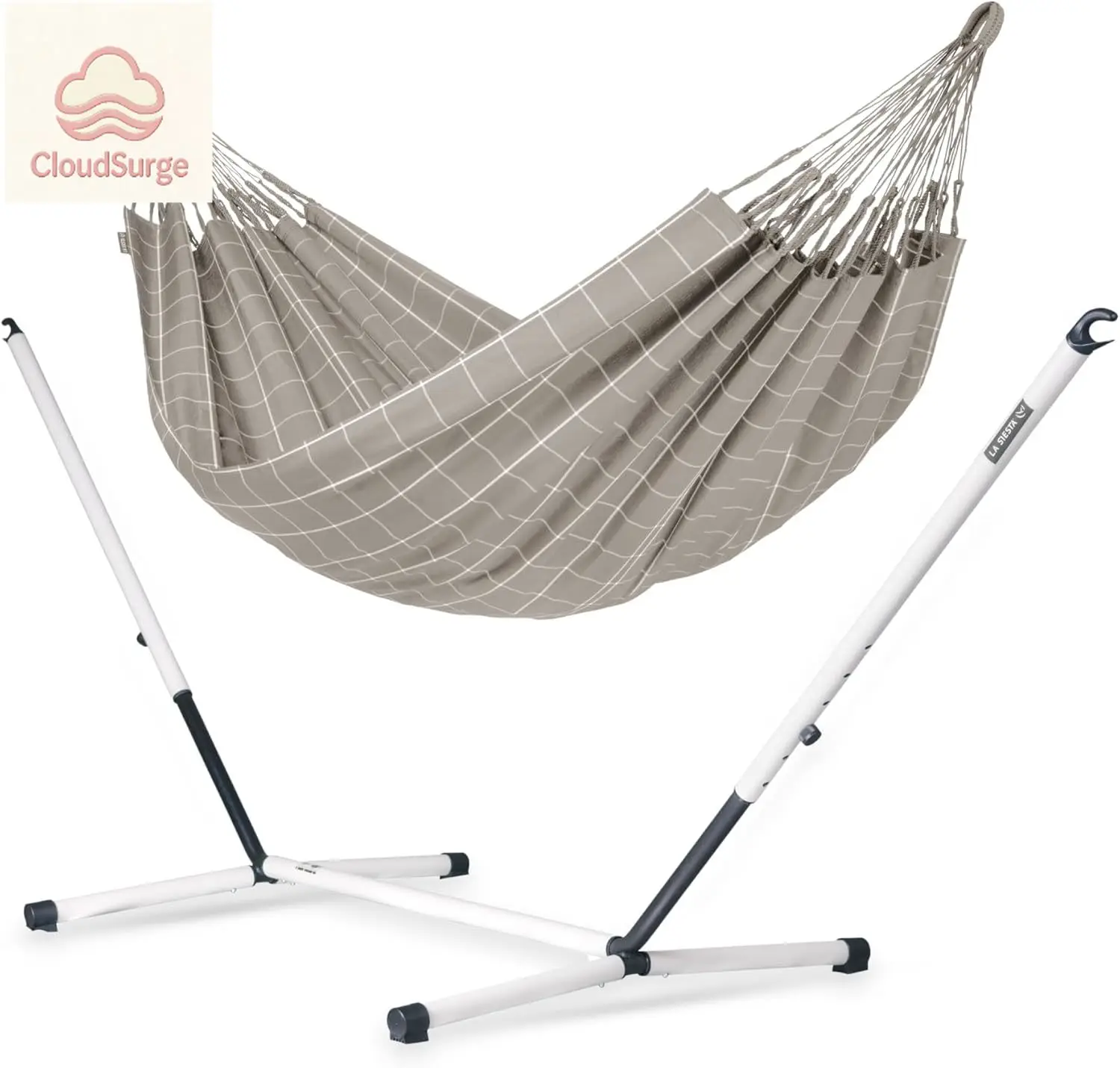 

® XL King Brisa Classic Hammock & Nautico Steel Stand Weather & Tear Resistant Portable, Family Hammock w/Stand Balcony