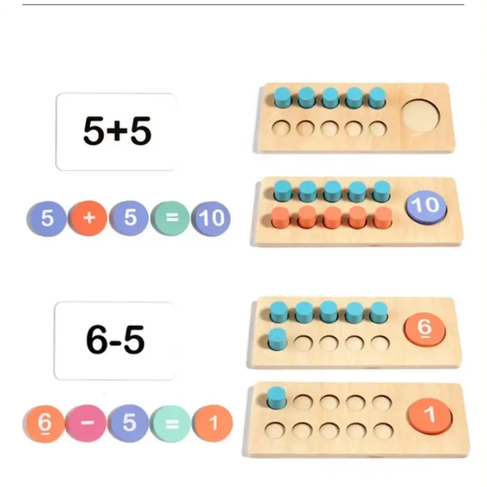 1 Set Ten Frame Kids Arithmetic Toys Logical Thinking Wooden Kids Math Modular Toys Subtraction Early Education