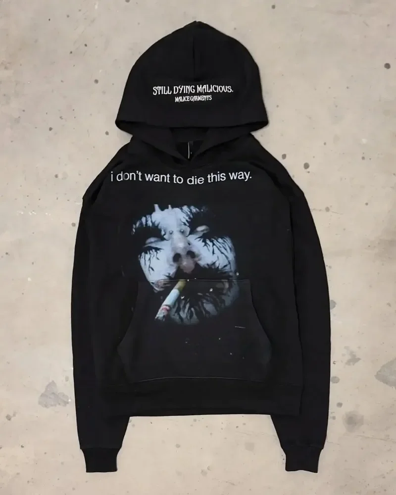 

American Trendy Cartoon Pattern Oversized Hoodie Women's Retro Letter Harajuku Loose and Versatile Long Sleeve Hoodie