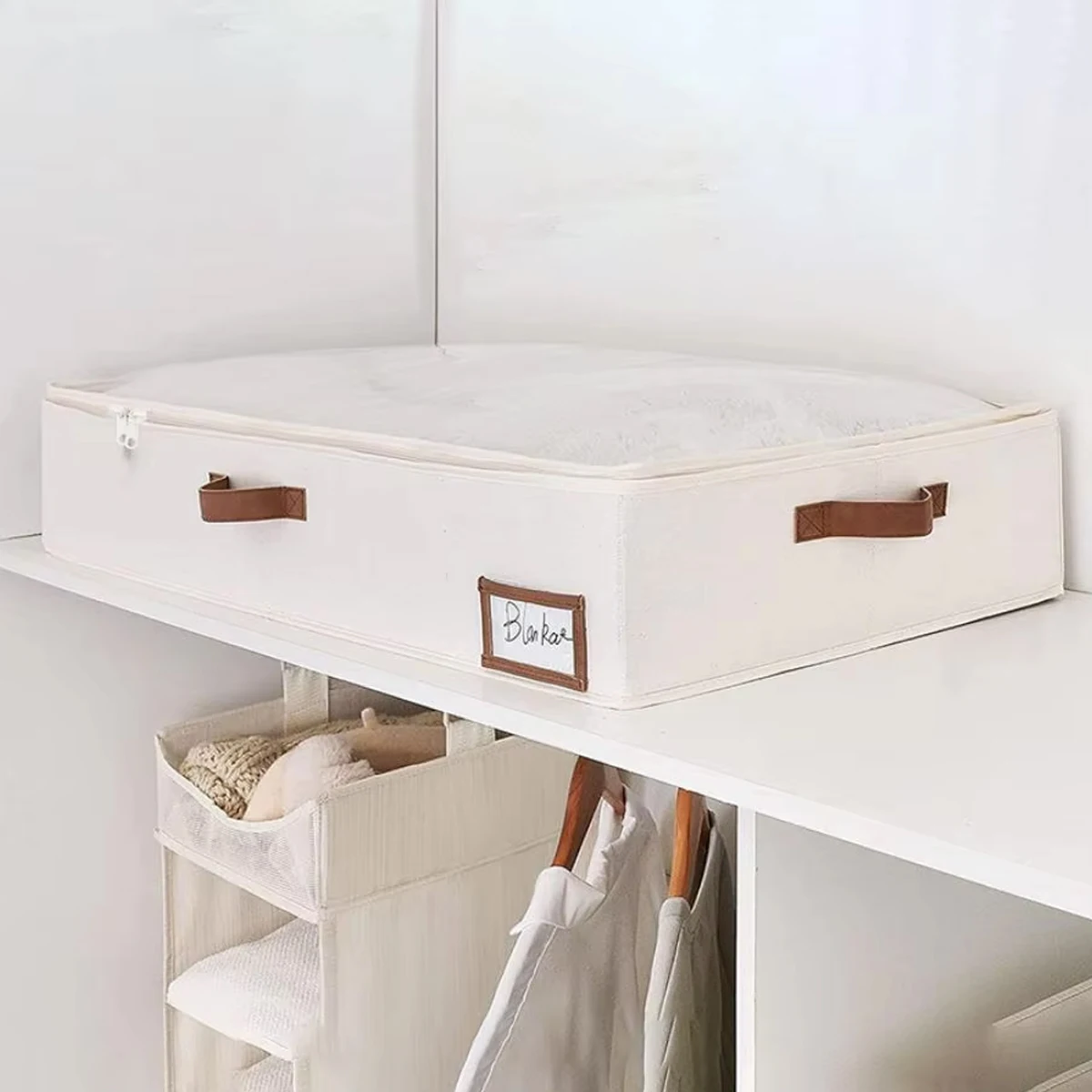Quilt Storage Bag Large Capacity Foldable Clothes Storage Bag Under the Bed Quilt Storage Box With Cover Wardrobe Organizer