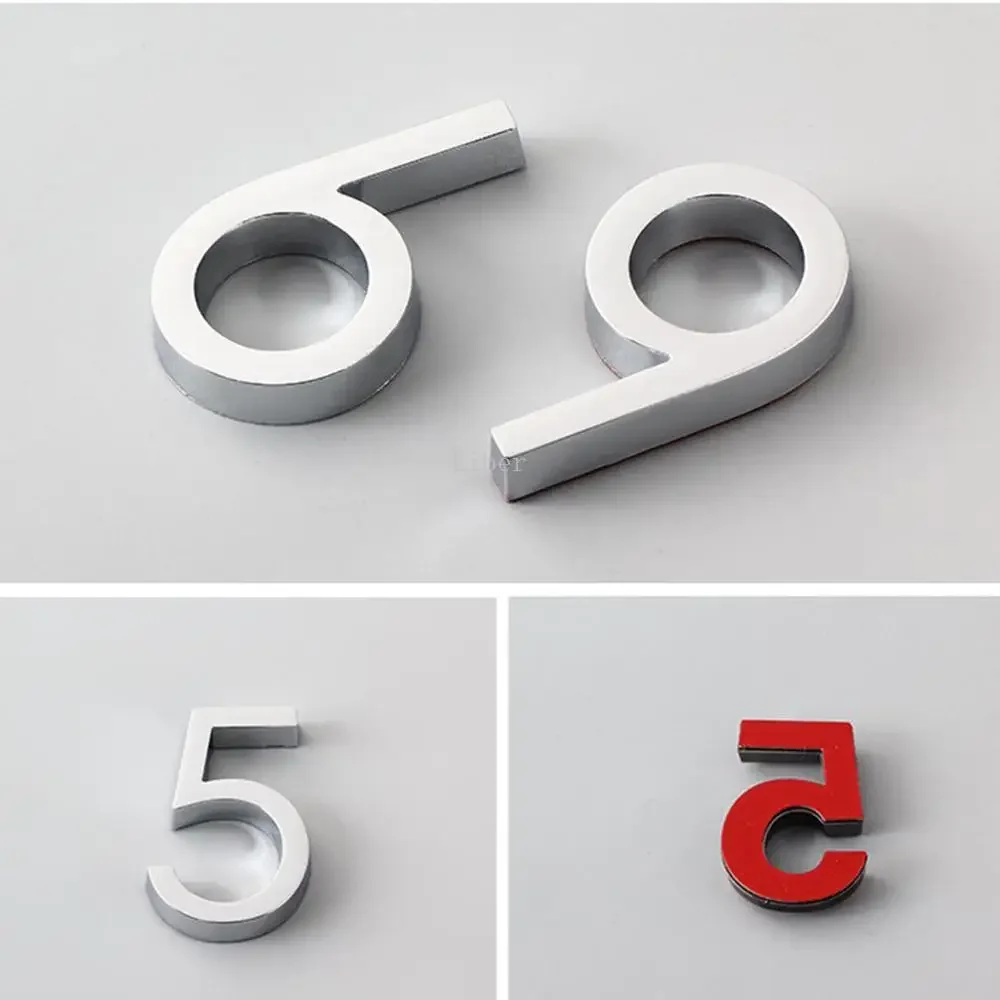 Adhesive Glossy 3D House Number Sticker Door Plate Sign Outdoor Mailbox Apartment Hotel Room Address Number Modern Home Decor