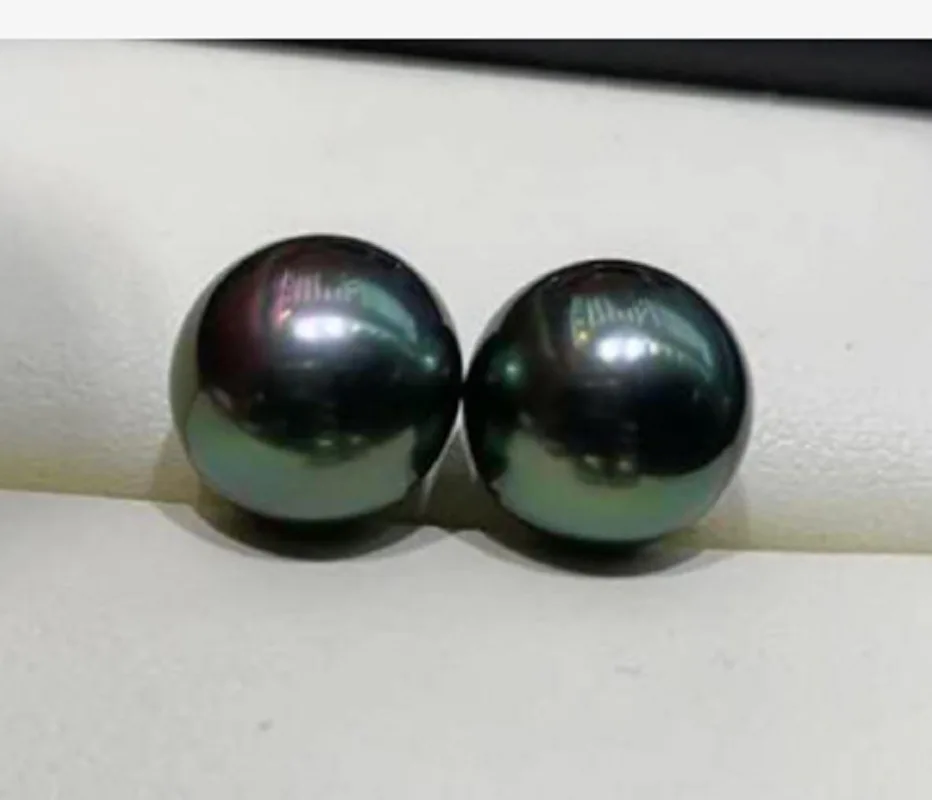 Pair 10-11mm Genuine Black Round Loose Pearl Unrilled Women Wedding Party Jewelry Accessories Necklace Earring Ring Pendant