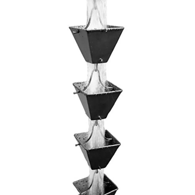 Medium Square Cups Rain Chain - Black - 8 Feet, Customized
