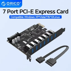 ORICO SuperSpeed USB 3.0 7 Port PCI-E Express Card with a 15pin SATA Power Connector PCIE Adapt USB 3.0 PCI-E Expansion Card