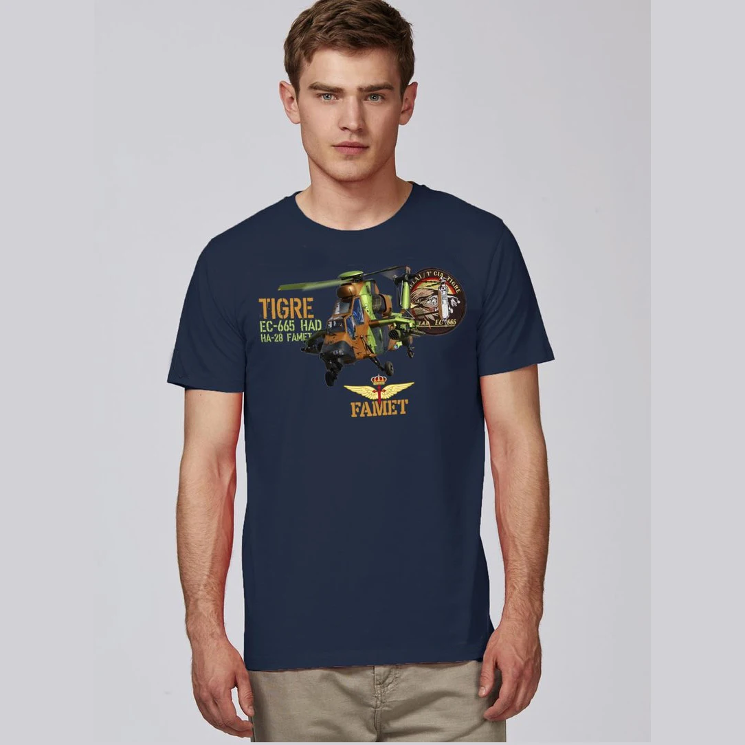 Spanish Army Famet EC-665 Tigre Helicopter T-Shirt. Summer Cotton Short Sleeve O-Neck Mens T Shirt New S-3XL