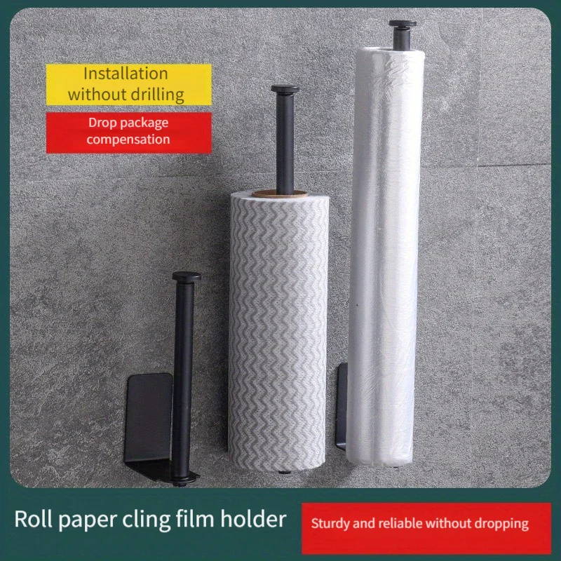 Estante de almacenamiento para film transparente, Soporte para toallas de papel, Estante para rollos de papel y trapos, Papel absorbente de aceite, Estante de almacenamiento de pared