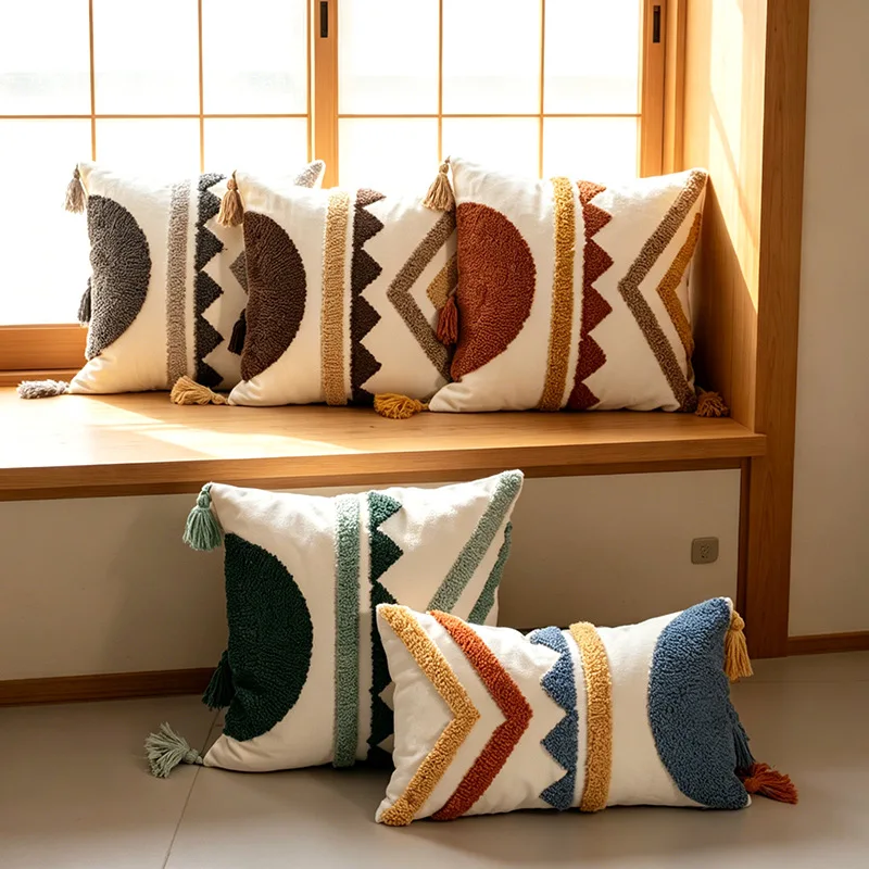 Bohemian Plush Embroidered Throw Pillowcase Cojines Living Room Decoration Pillowcases Headboard Cushion Cover 30x50/45x45cm