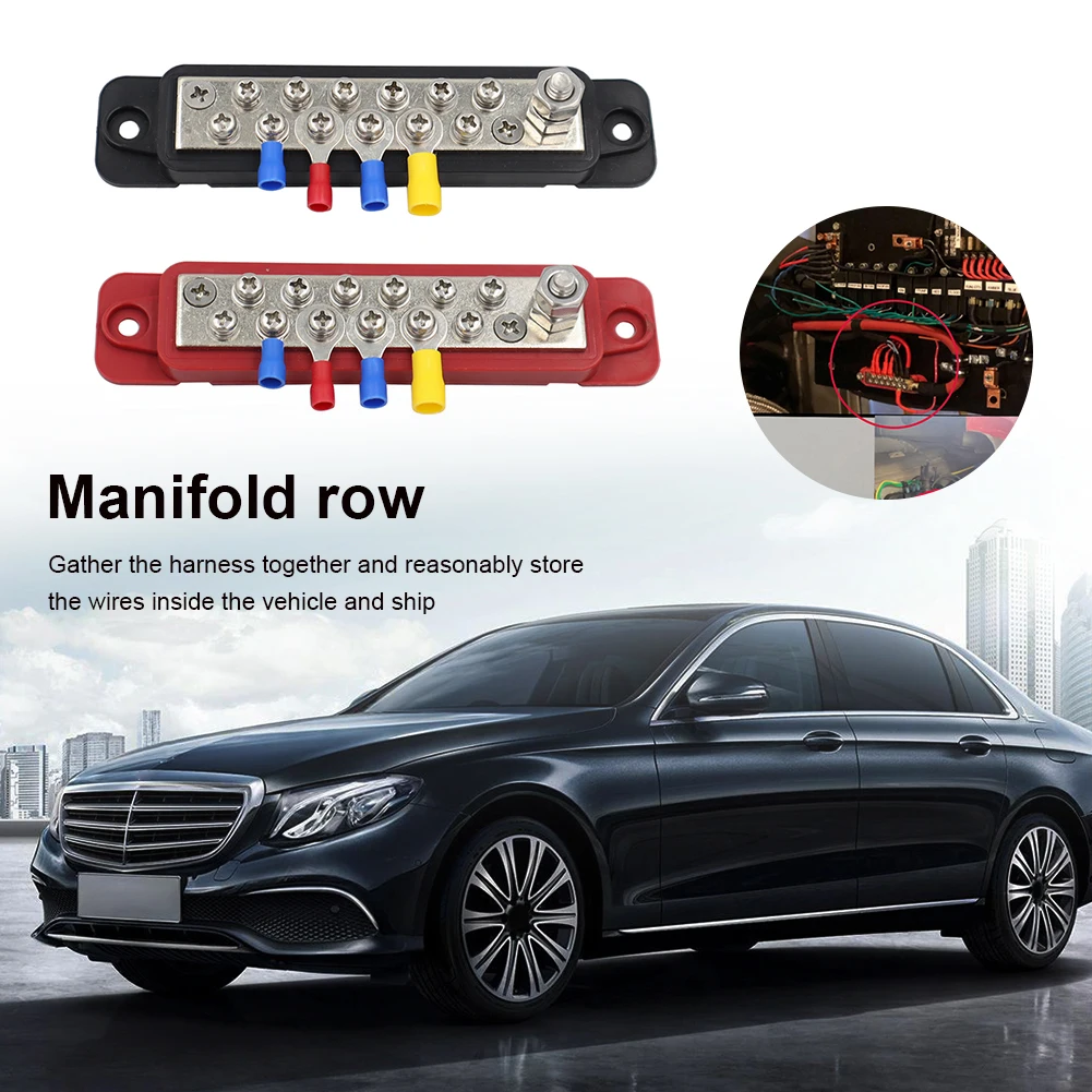 2Pcs Busbar Terminal Block 12 Way 48V 180A Electrical Terminal Block 12 Terminal Car Terminal Block for Truck Boat Car Camper RV