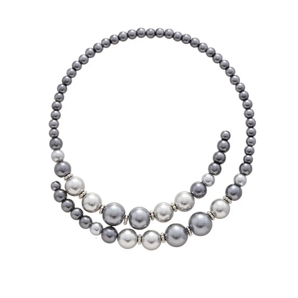 

Europe America Style Grey Glass Pearl Openning Necklace Retro Temperament Neck Accessories Fashion Advanced Clavicle Chain Daily