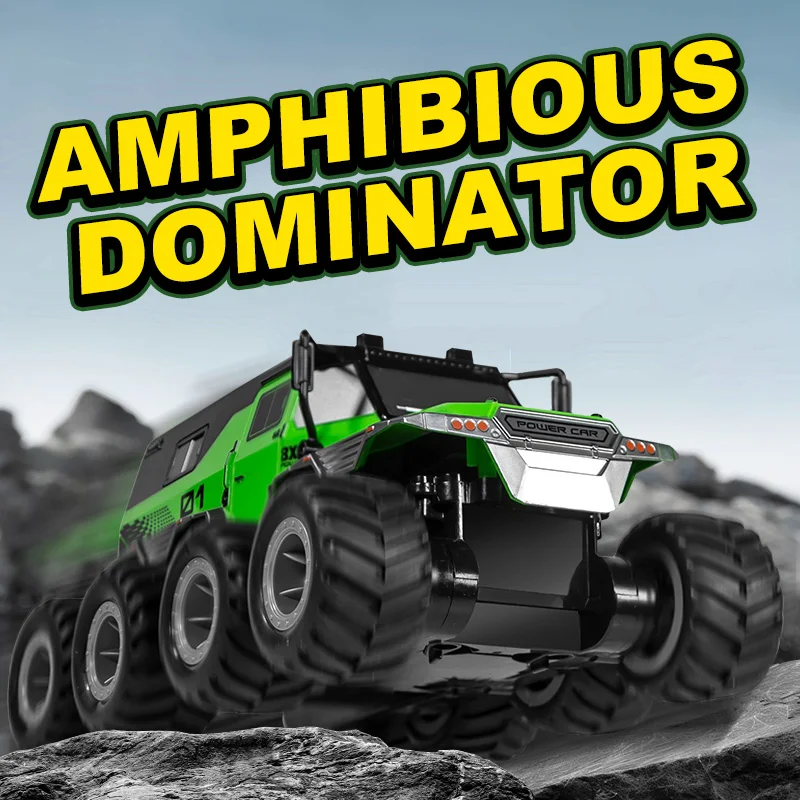 2025 JJRC new Q203 eight-wheel drive RC remote control car for children, amphibious all-terrain electric toy vehicle for boys.