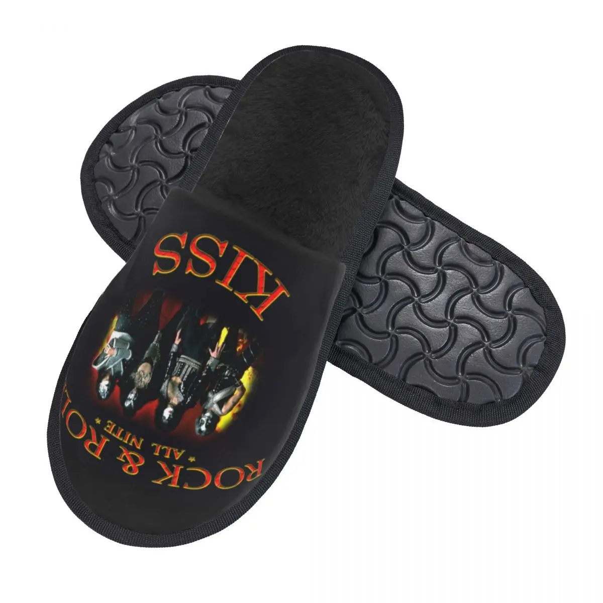 Custom KISSs Rock & Roll All Nite Party Soft Memory Foam House Slippers Women Heavy Metal Band Cozy Warm Anti-skid Sole Slipper