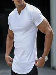 2024 European and American Spring and Summer New V-neck Men's Casual T-shirt Top