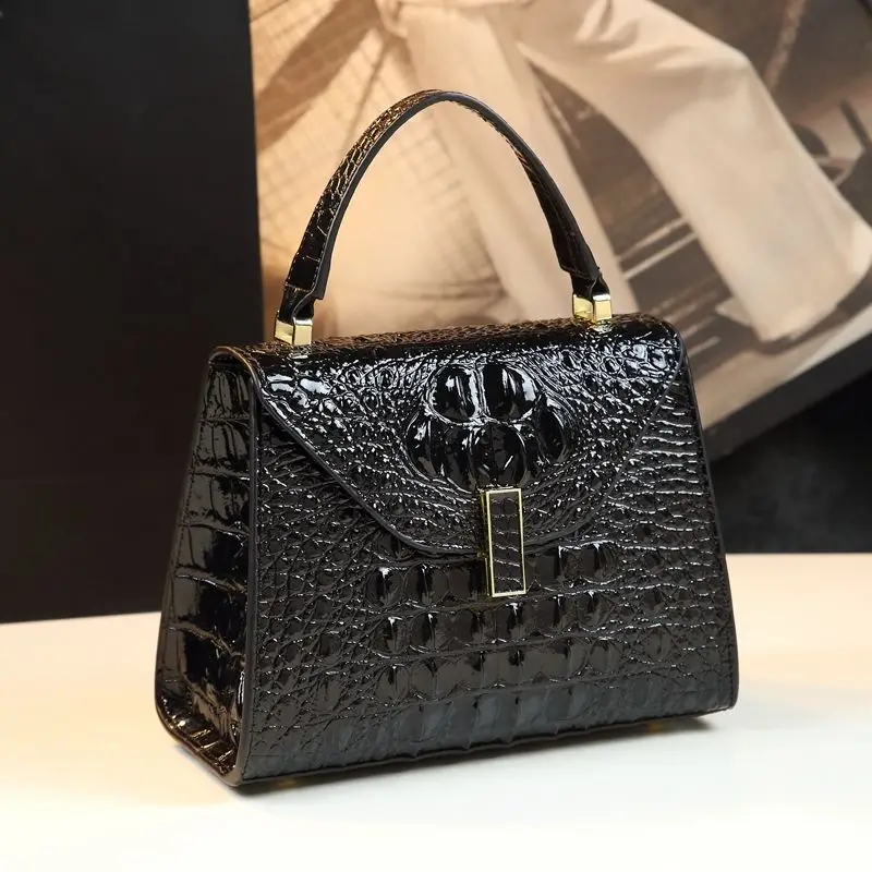 Luxury Designer Brand New Cowhide Fashion Crocodile Print Handbag Women\'s Casual Crossbody Shoulder Bag Hot Sale Free Shipping