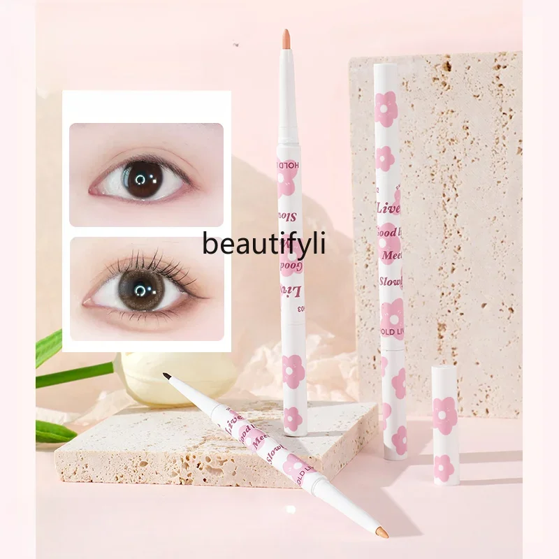 yj Three-Dimensional Double Effect Eye Shadow Pen Eyeliner Dual-Use Pearlescent Brightening Double-Headed down to Outline