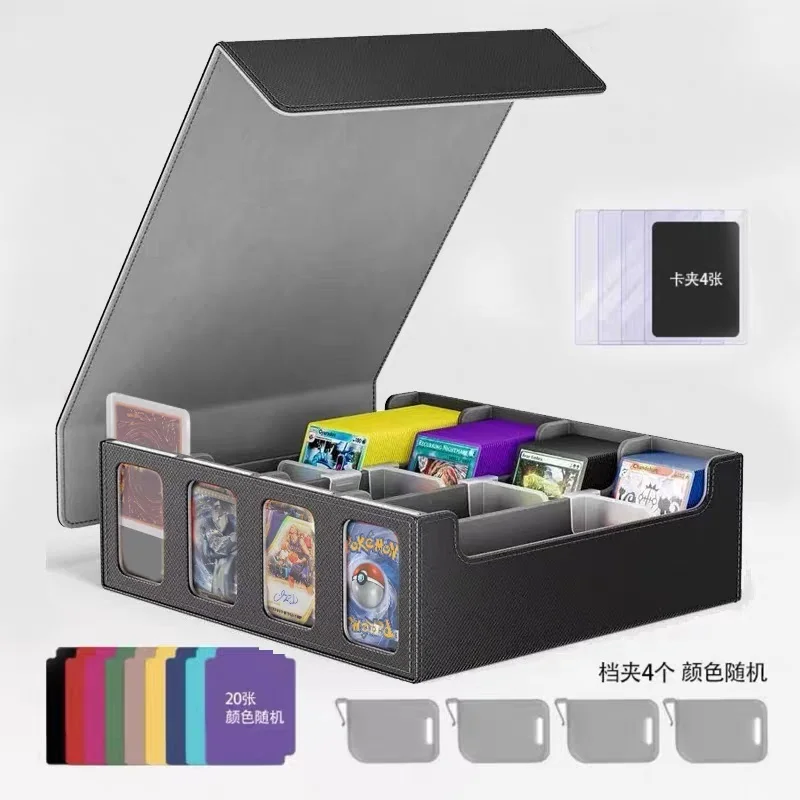 

New Hot Trading Card Storage Box With Commander Display, 2400+ Deck Box For Mtg With Removable Cover Fits Magic Tcg Ptcg Sports