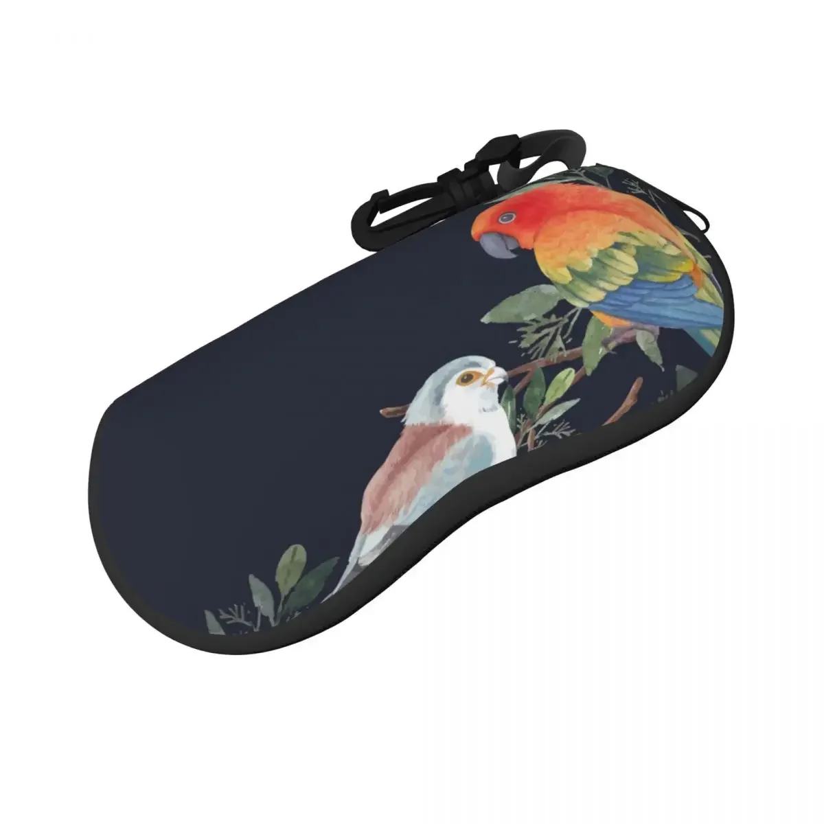 Portable Eyewear Case Cover Bird Finch Sun Conure Leaves Sunglasses Soft Glasses Box With Lanyard Zipper Eyeglass Protector