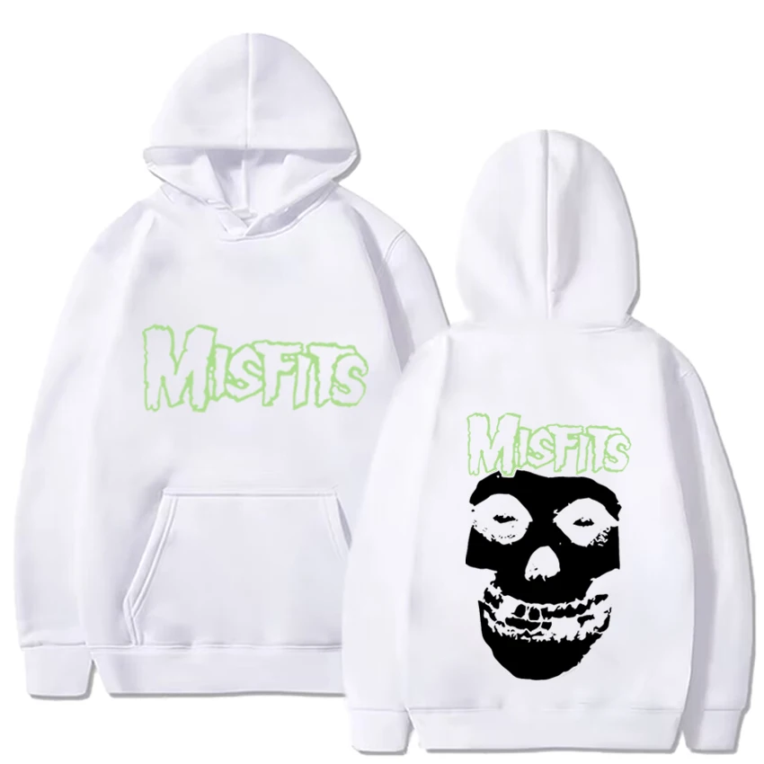 Horror Punk Misfits Skull Graphic Print Hoodie Gothic Harajuku Hoodies Fleece Cotton Clothes Women Men Rock Sweatshirt Pullover