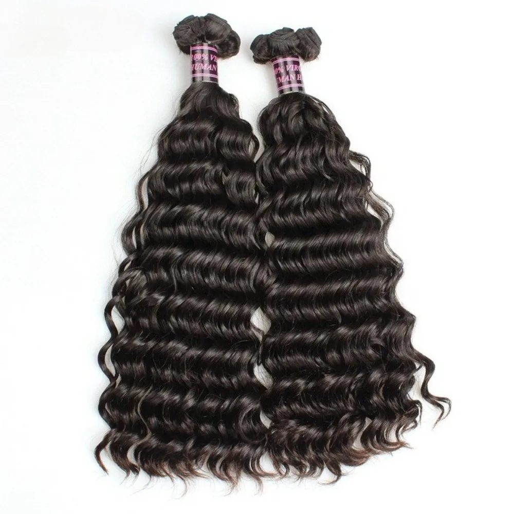 Двойные волосы высшего качества, глубокая волна, настоящие 10-20 дюймов, 100% натуральные человеческие волосы, бразильские девственные волосы Remy, шелковистая гладкая текстура