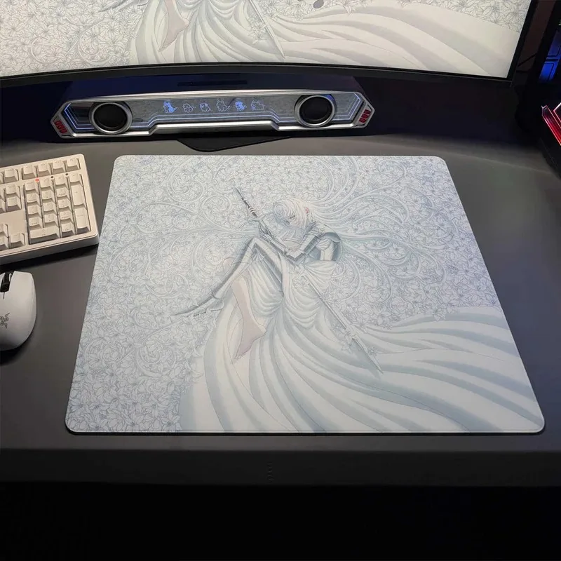 Japanese Anime Swordsman Glass Mouse Pad Special For E-Sport Desk Mat FPS Custom Toughened Glass Coating Mousepads