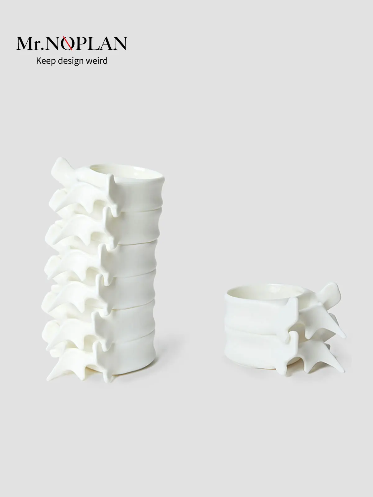Spine‑Shaped Stackable Ceramic Mug Set, Gothic Skeleton Bone Coffee Cups, Unique Novelty Drinkware for Home Decor & Gifts