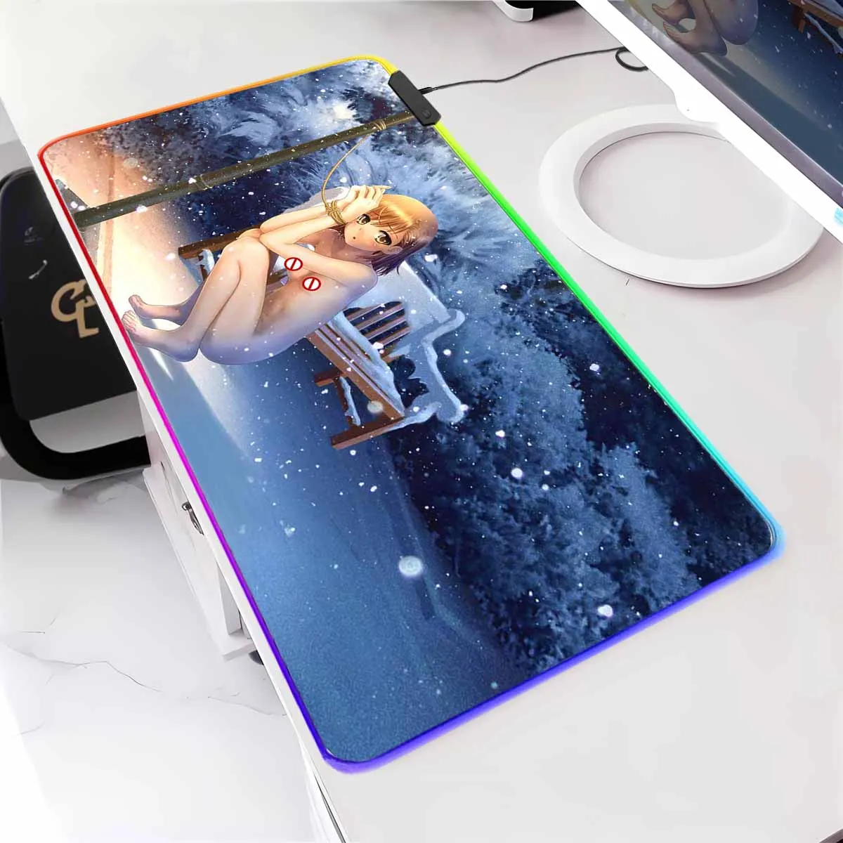 

Anime RGB Backlit Mouse Pad Toaru M_Majutsu No Index Mikoto Misaka Mouse Mat LED Large Mouse Pad Non-Slip Overwatch Keyboard Mat