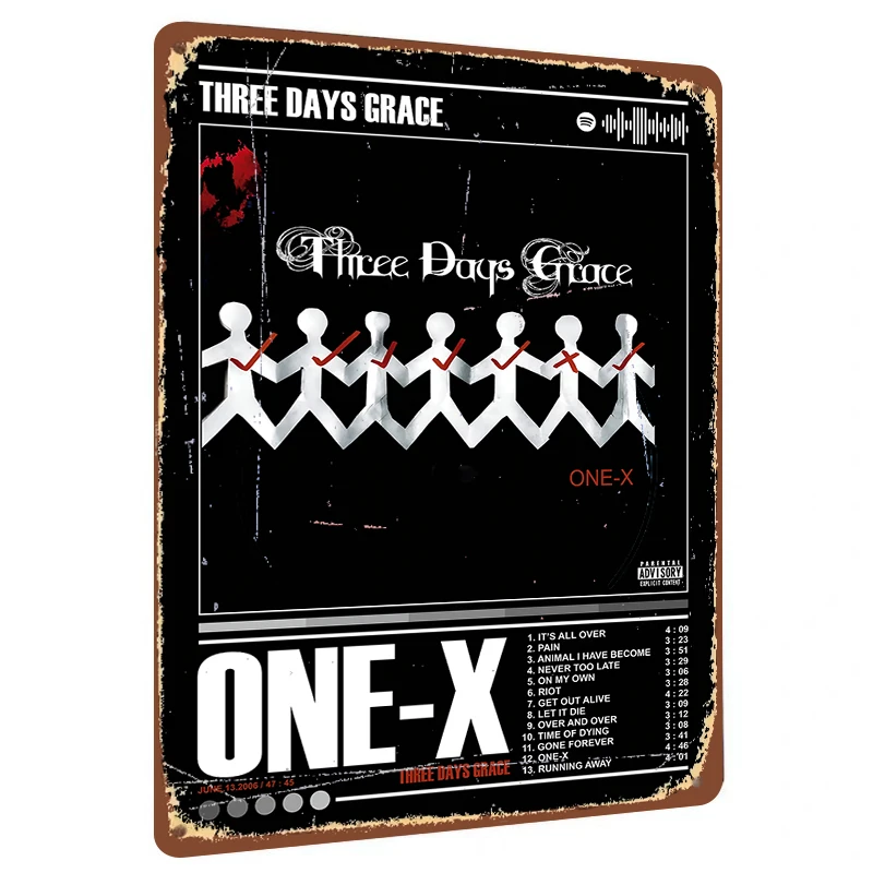 Обложка альбома Three Days Grace ONE-X, металлическая настенная художественная рок-музыка, декор для спальни, гостиной